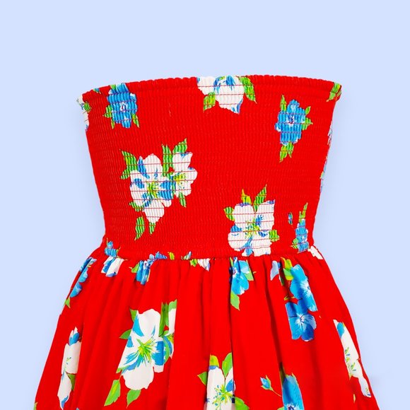 Strapless Red Floral Hollister Dress S - Picture 4 of 9